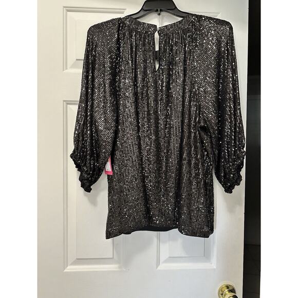Vince Camuto Blouse Plus Size3X 3/4 Balloons Sleeves Sequin Keyhole Blouse - Picture 8 of 8